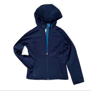 Heritage Collection by Bass lightweight blue hooded jacket, faux fur lining